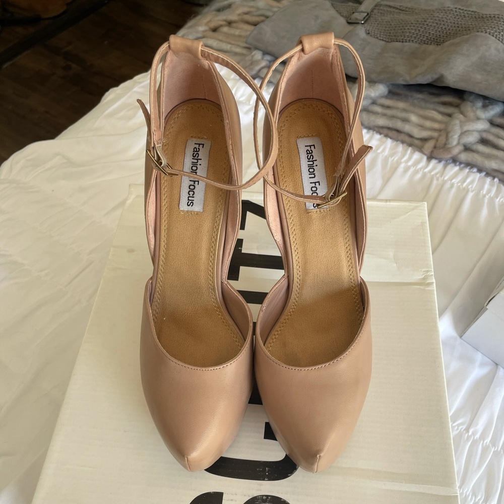 Nude platform heels